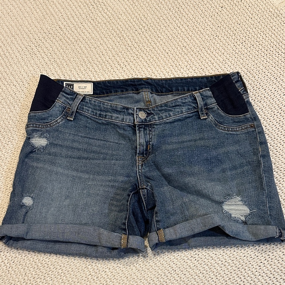 GAP Maternity Distressed Jean Shorts